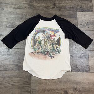 RARE! Vintage 80s Molly Hatchet Take No Prisoners World Tour Raglan 3/4 Sleeve M